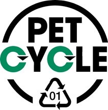 Sustainable benefits include less water used in operation and PETCYCLE certification for bottle recyclability. 