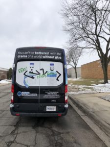 back of Chicago Glue's service van