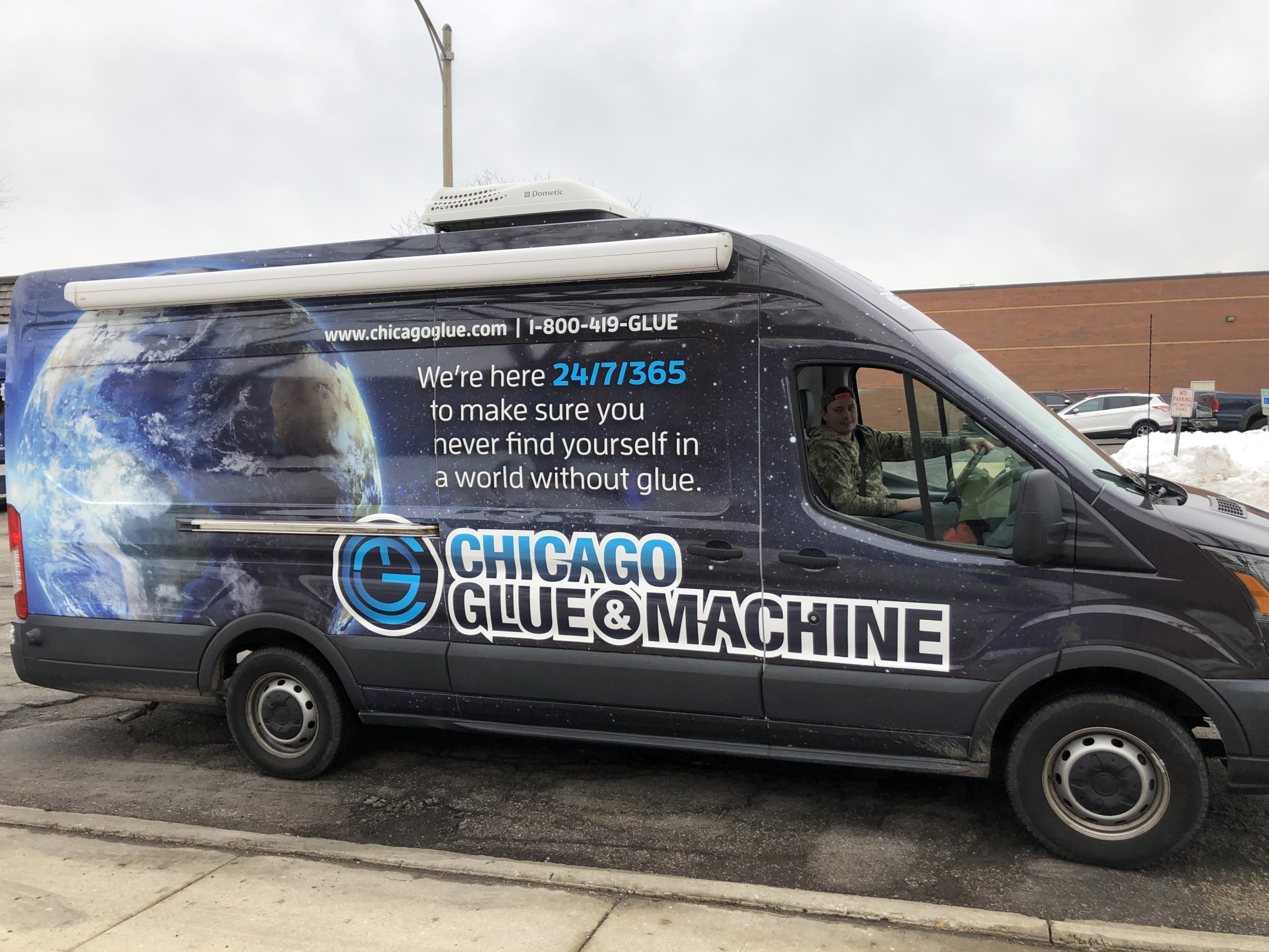 side of Chicago Glue's service van